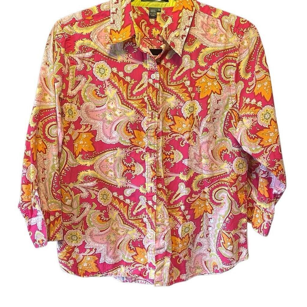 Ralph Lauren, cotton paisley blouse, size, medium